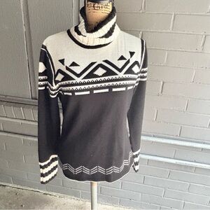 NILS Black and White Cowl Neck Sweater